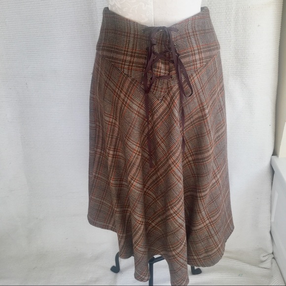 HVOFFRS! Ulla Johnson Corset Back 70s Plaid Skirt - Picture 2 of 8